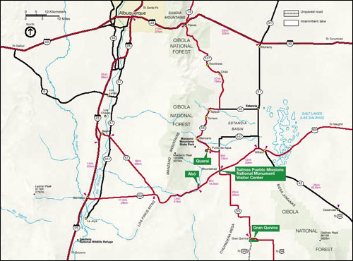 Salinas Pueblo Missions National Monument, New Mexico Map