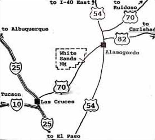 White Sands National Monument, New Mexico Map